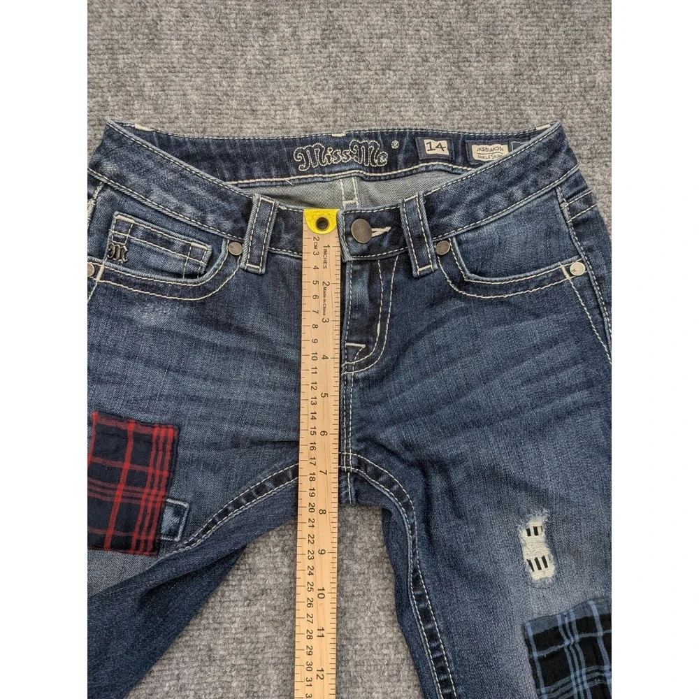 Miss Me Girls‎ Size 14 Blue Denim Ankle Skinny Patchwork Jeans Preppy Fall